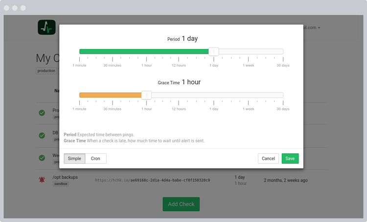 Period/Grace Time dialog